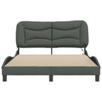 Bed Frame with LED without Mattress "Hvar" Dark Grey 140x190 cm Fabric