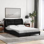 Bed Frame with LED without Mattress "Hvar" Black 140x190 cm Fabric
