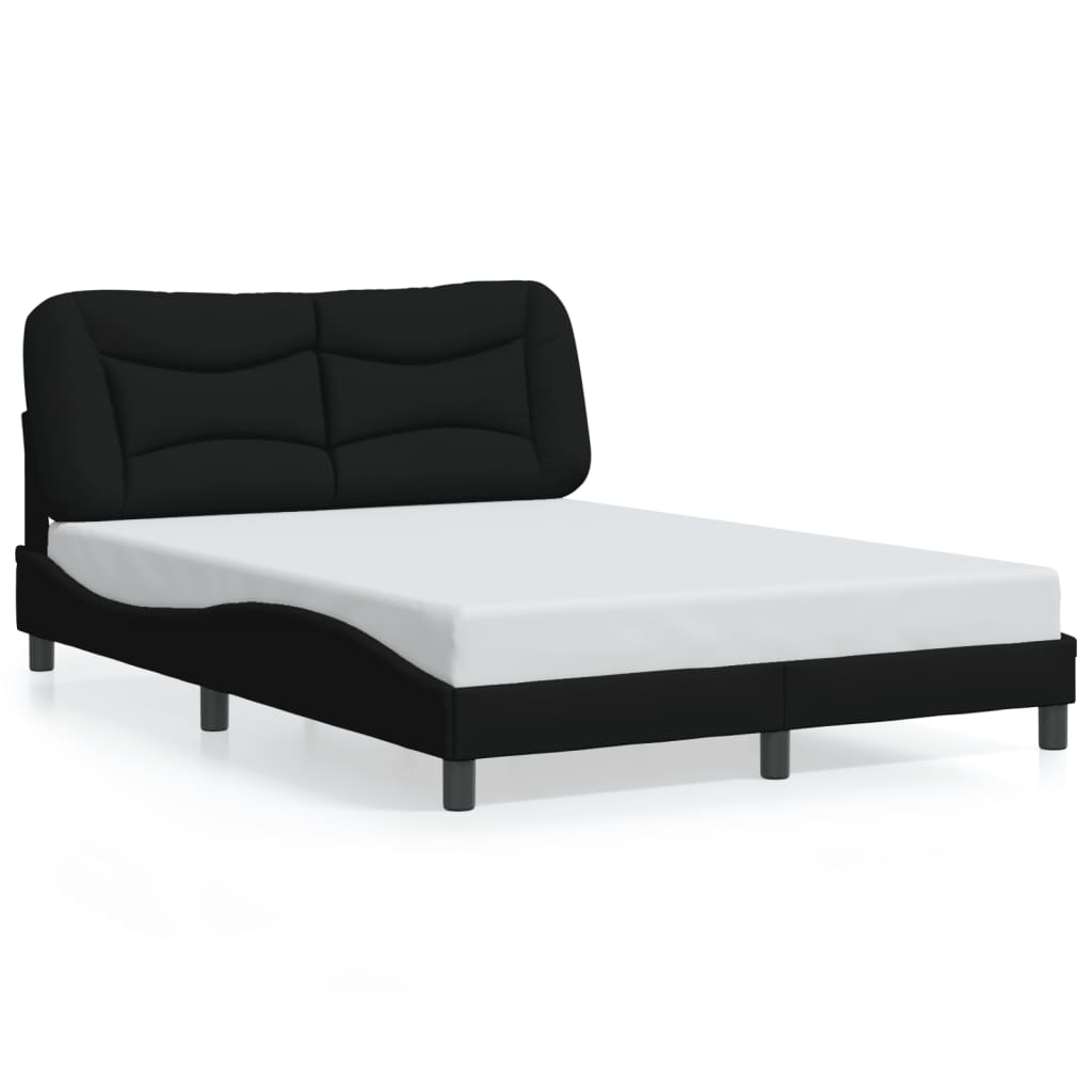 Bed Frame with LED without Mattress "Hvar" Black 140x190 cm Fabric