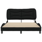 Bed Frame with LED without Mattress "Hvar" Black 140x190 cm Fabric