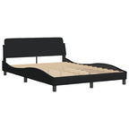 Bed Frame with LED without Mattress "Hvar" Black 140x190 cm Fabric