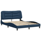 Bed Frame with LED without Mattress "Hvar" Blue 140x190 cm Fabric