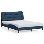 Bed Frame with LED without Mattress "Hvar" Blue 140x190 cm Fabric
