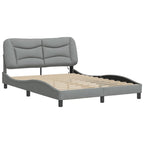 Bed Frame with LED without Mattress "Hvar" Light Grey 140x200 cm Fabric