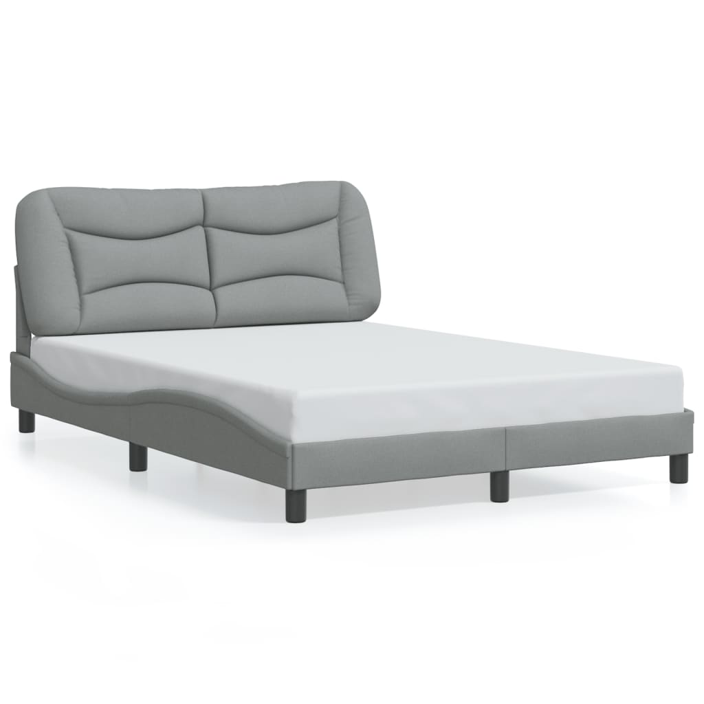 Bed Frame with LED without Mattress "Hvar" Light Grey 140x200 cm Fabric
