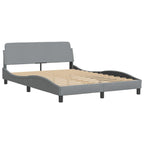 Bed Frame with LED without Mattress "Hvar" Light Grey 140x200 cm Fabric