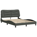 Bed Frame with LED without Mattress "Hvar" Dark Grey 140x200 cm Fabric