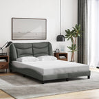 Bed Frame with LED without Mattress "Hvar" Dark Grey 140x200 cm Fabric