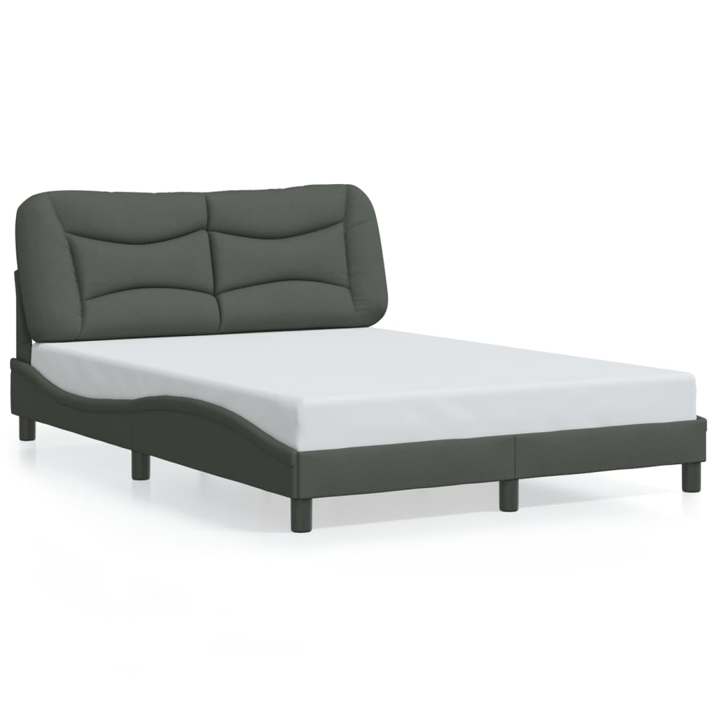 Bed Frame with LED without Mattress "Hvar" Dark Grey 140x200 cm Fabric
