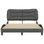 Bed Frame with LED without Mattress "Hvar" Dark Grey 140x200 cm Fabric