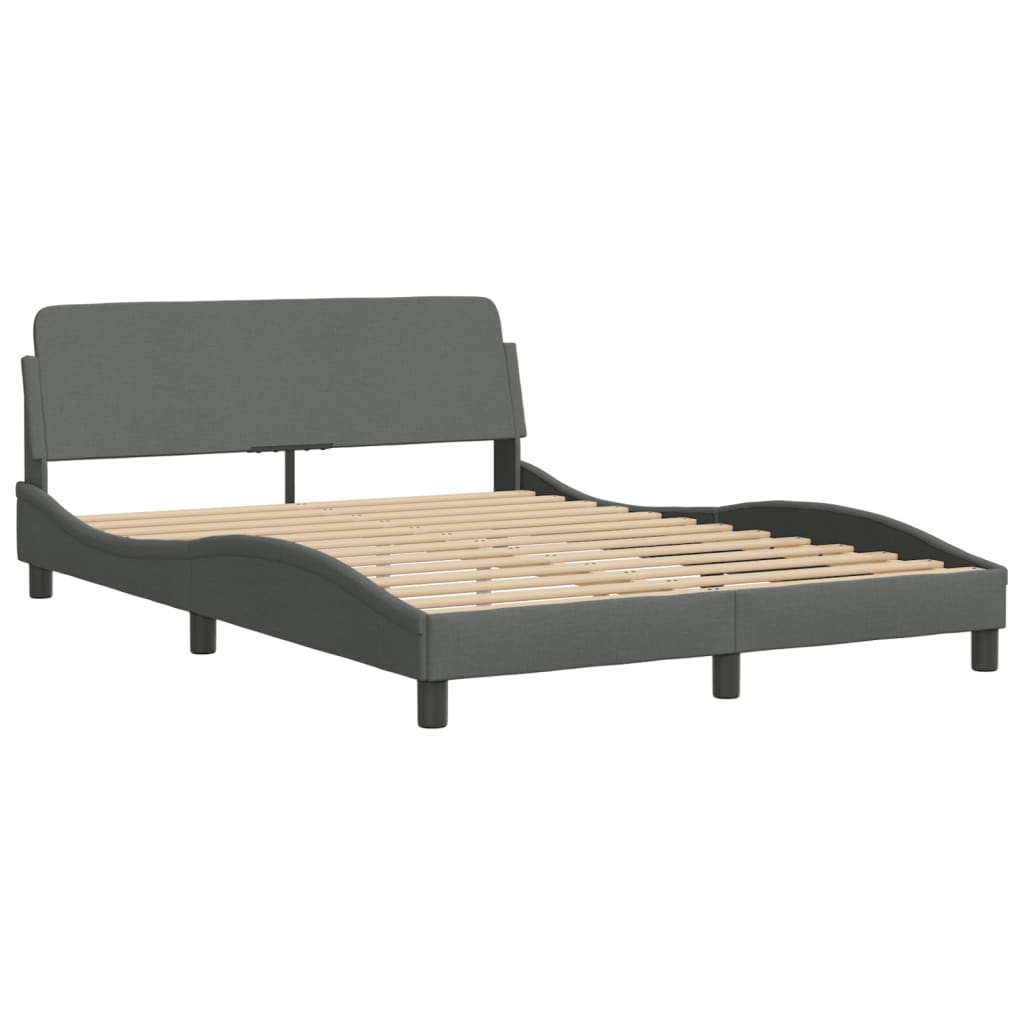 Bed Frame with LED without Mattress "Hvar" Dark Grey 140x200 cm Fabric