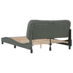 Bed Frame with LED without Mattress "Hvar" Dark Grey 140x200 cm Fabric