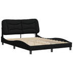 Bed Frame with LED without Mattress "Hvar" Black 140x200 cm Fabric