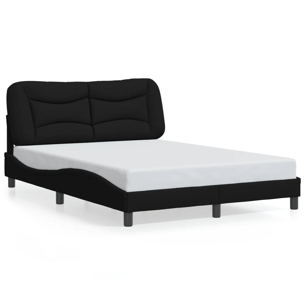 Bed Frame with LED without Mattress "Hvar" Black 140x200 cm Fabric