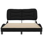 Bed Frame with LED without Mattress "Hvar" Black 140x200 cm Fabric