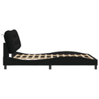 Bed Frame with LED without Mattress "Hvar" Black 140x200 cm Fabric