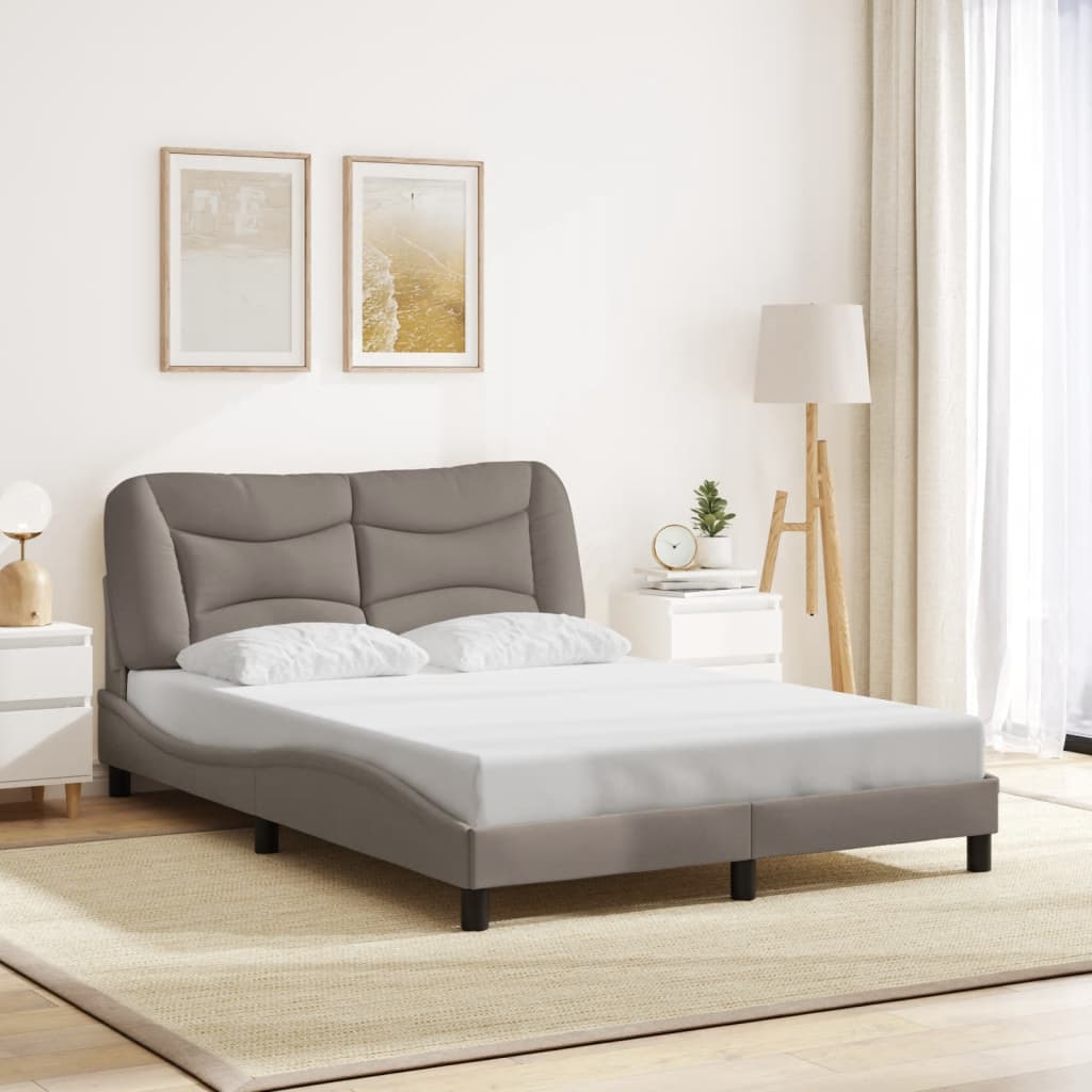 Bed Frame with LED without Mattress "Hvar" Taupe 140x200 cm Fabric