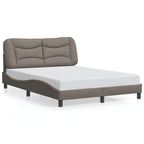 Bed Frame with LED without Mattress "Hvar" Taupe 140x200 cm Fabric