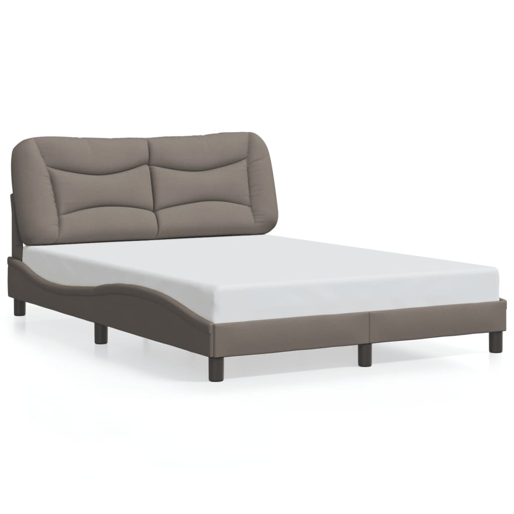 Bed Frame with LED without Mattress "Hvar" Taupe 140x200 cm Fabric