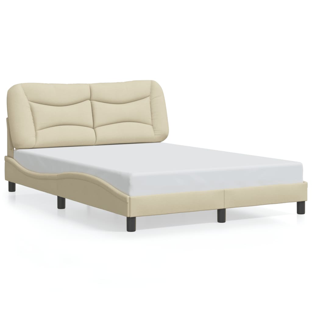 Bed Frame with LED without Mattress "Hvar" Cream 140x200 cm Fabric