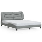 Bed Frame with LED without Mattress "Hvar" Light Grey 160x200 cm Fabric