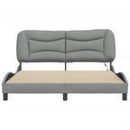 Bed Frame with LED without Mattress "Hvar" Light Grey 160x200 cm Fabric
