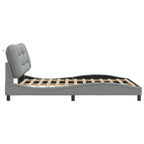 Bed Frame with LED without Mattress "Hvar" Light Grey 160x200 cm Fabric