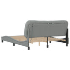 Bed Frame with LED without Mattress "Hvar" Light Grey 160x200 cm Fabric