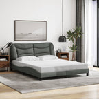 Bed Frame with LED without Mattress "Hvar" Dark Grey 160x200 cm Fabric