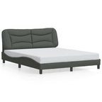Bed Frame with LED without Mattress "Hvar" Dark Grey 160x200 cm Fabric