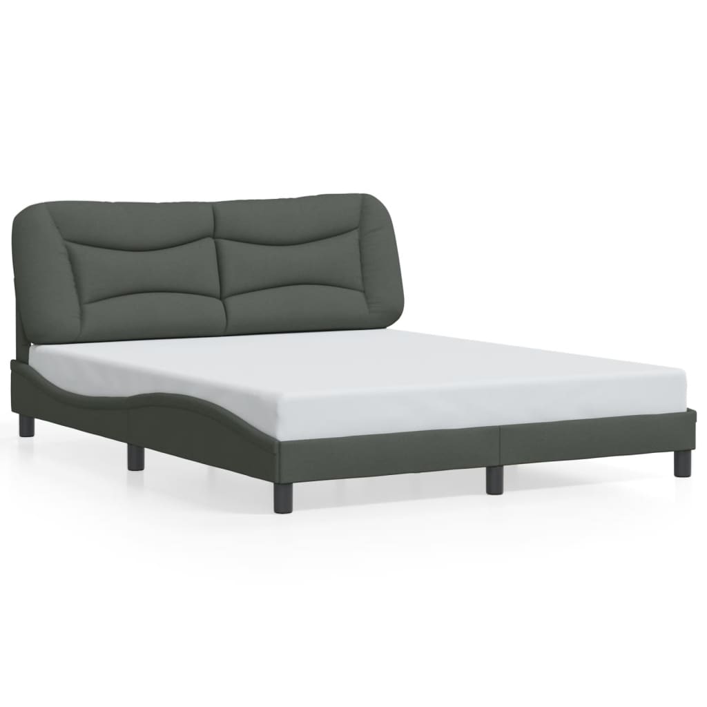 Bed Frame with LED without Mattress "Hvar" Dark Grey 160x200 cm Fabric
