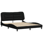 Bed Frame with LED without Mattress "Hvar" Black 160x200 cm Fabric
