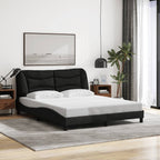 Bed Frame with LED without Mattress "Hvar" Black 160x200 cm Fabric