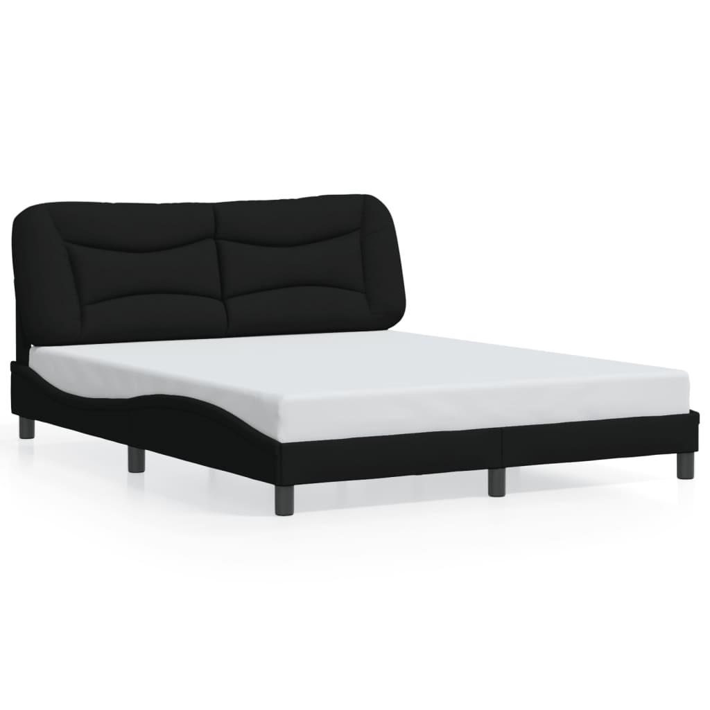 Bed Frame with LED without Mattress "Hvar" Black 160x200 cm Fabric