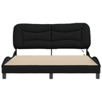 Bed Frame with LED without Mattress "Hvar" Black 160x200 cm Fabric