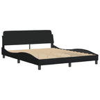Bed Frame with LED without Mattress "Hvar" Black 160x200 cm Fabric