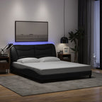 Bed Frame with LED without Mattress "Hvar" Black 160x200 cm Fabric