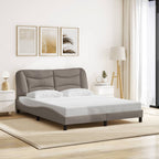 Bed Frame with LED without Mattress "Hvar" Taupe 160x200 cm Fabric
