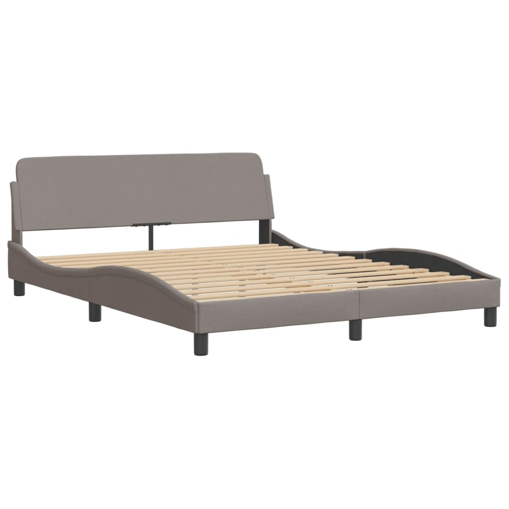 Bed Frame with LED without Mattress "Hvar" Taupe 160x200 cm Fabric