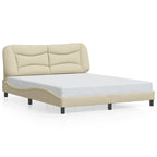 Bed Frame with LED without Mattress "Hvar" Cream 160x200 cm Fabric