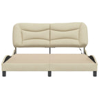 Bed Frame with LED without Mattress "Hvar" Cream 160x200 cm Fabric