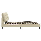 Bed Frame with LED without Mattress "Hvar" Cream 160x200 cm Fabric