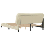 Bed Frame with LED without Mattress "Hvar" Cream 160x200 cm Fabric