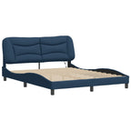 Bed Frame with LED without Mattress "Hvar" Blue 160x200 cm Fabric
