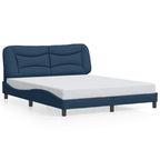 Bed Frame with LED without Mattress "Hvar" Blue 160x200 cm Fabric