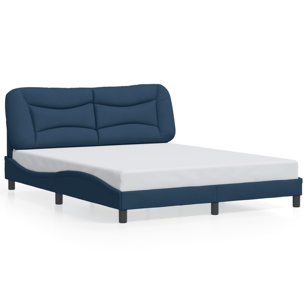 Bed Frame with LED without Mattress "Hvar" Blue 160x200 cm Fabric