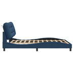 Bed Frame with LED without Mattress "Hvar" Blue 160x200 cm Fabric