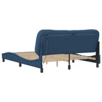 Bed Frame with LED without Mattress "Hvar" Blue 160x200 cm Fabric