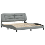 Bed Frame with LED without Mattress "Hvar" Light Grey 180x200 cm Fabric