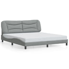 Bed Frame with LED without Mattress "Hvar" Light Grey 180x200 cm Fabric